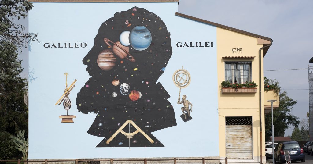 “Ritratto di Galileo Galilei” realizzato dall'artista Ozmo nel 2017